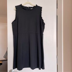 Ann Taylor Ruffle Trim Sleeveless Stretch Suit Dress Black Size 18